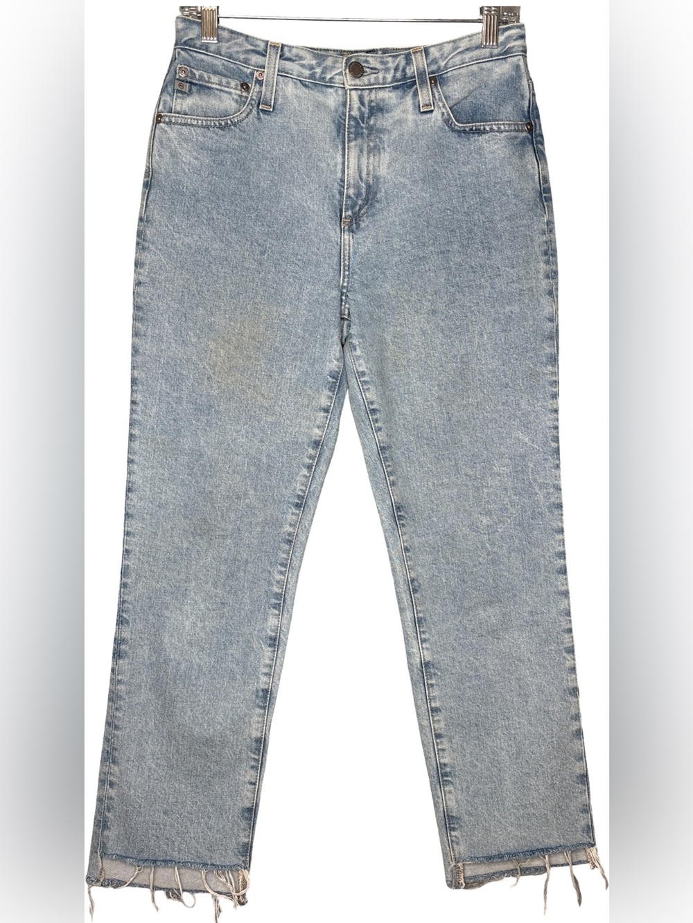 AG High Rise Straight Crop Jeans Light Blue Size 28